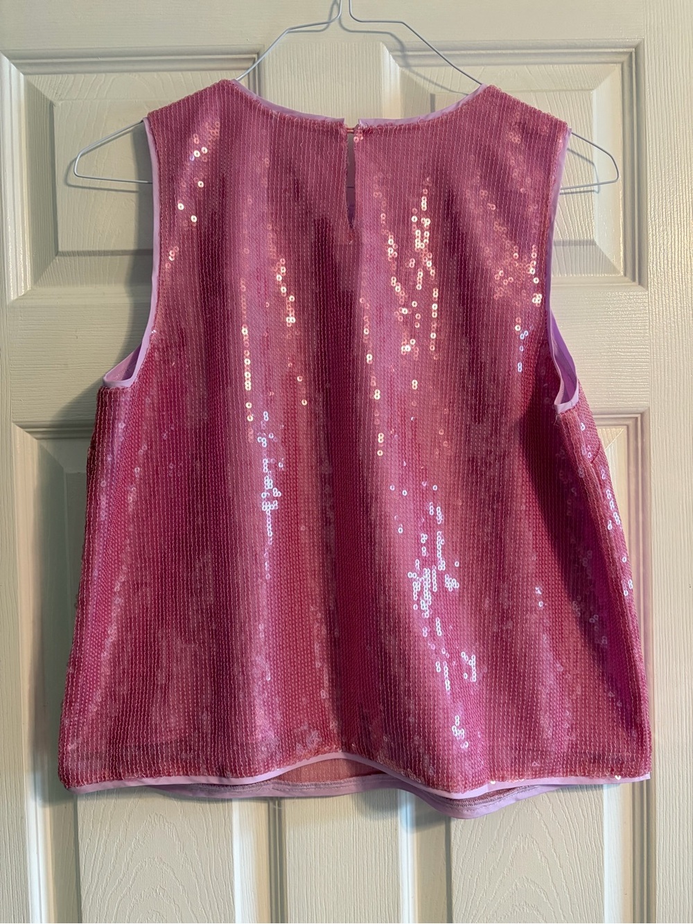 J.Crew Collection Sequin Shell Top Blouse L Pink Sleeveless Lined Sparkle Party - Picture 5 of 6